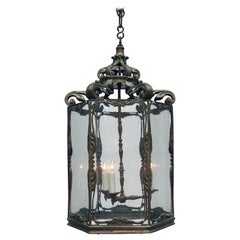 Antique Large English Regency Bronze Chinoiserie Lantern, 19th Century