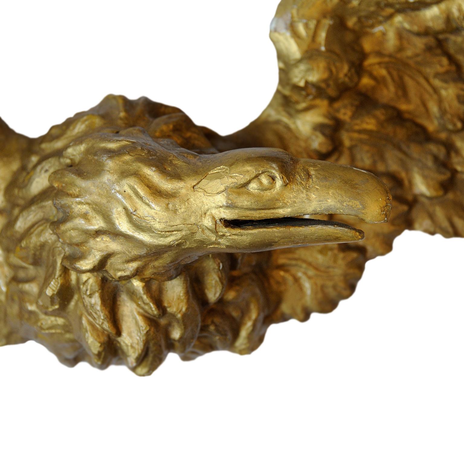 Hand-Painted Large English Regency Carved Giltwood Eagle, circa 1810 For Sale