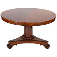 Large English Regency Crotch Mahogany Tilt-Top Table