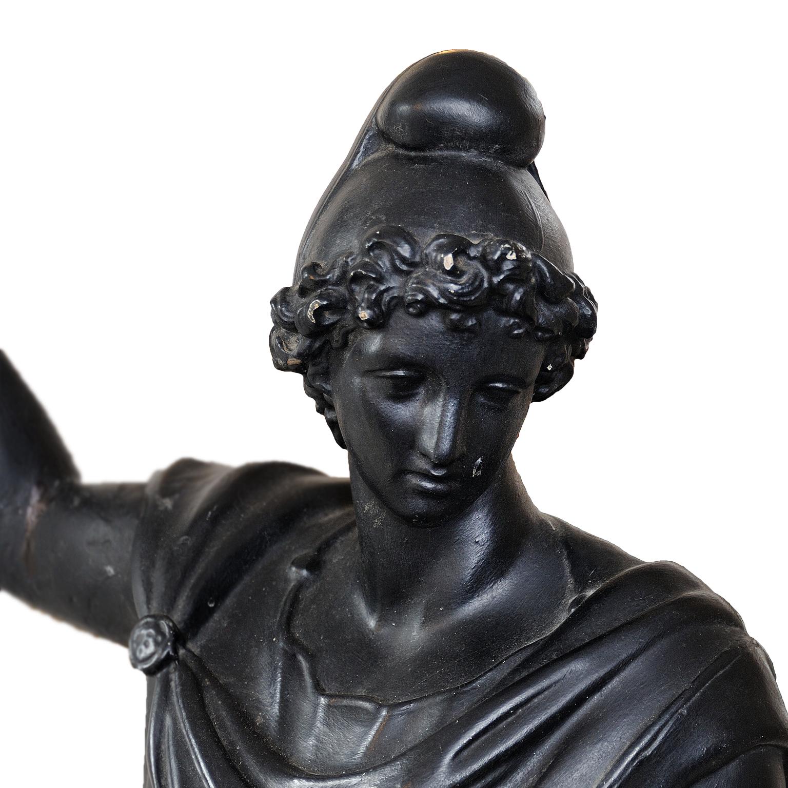 Early 19th Century Large English Regency Faux Bronze Plaster Figure, circa 1810 For Sale
