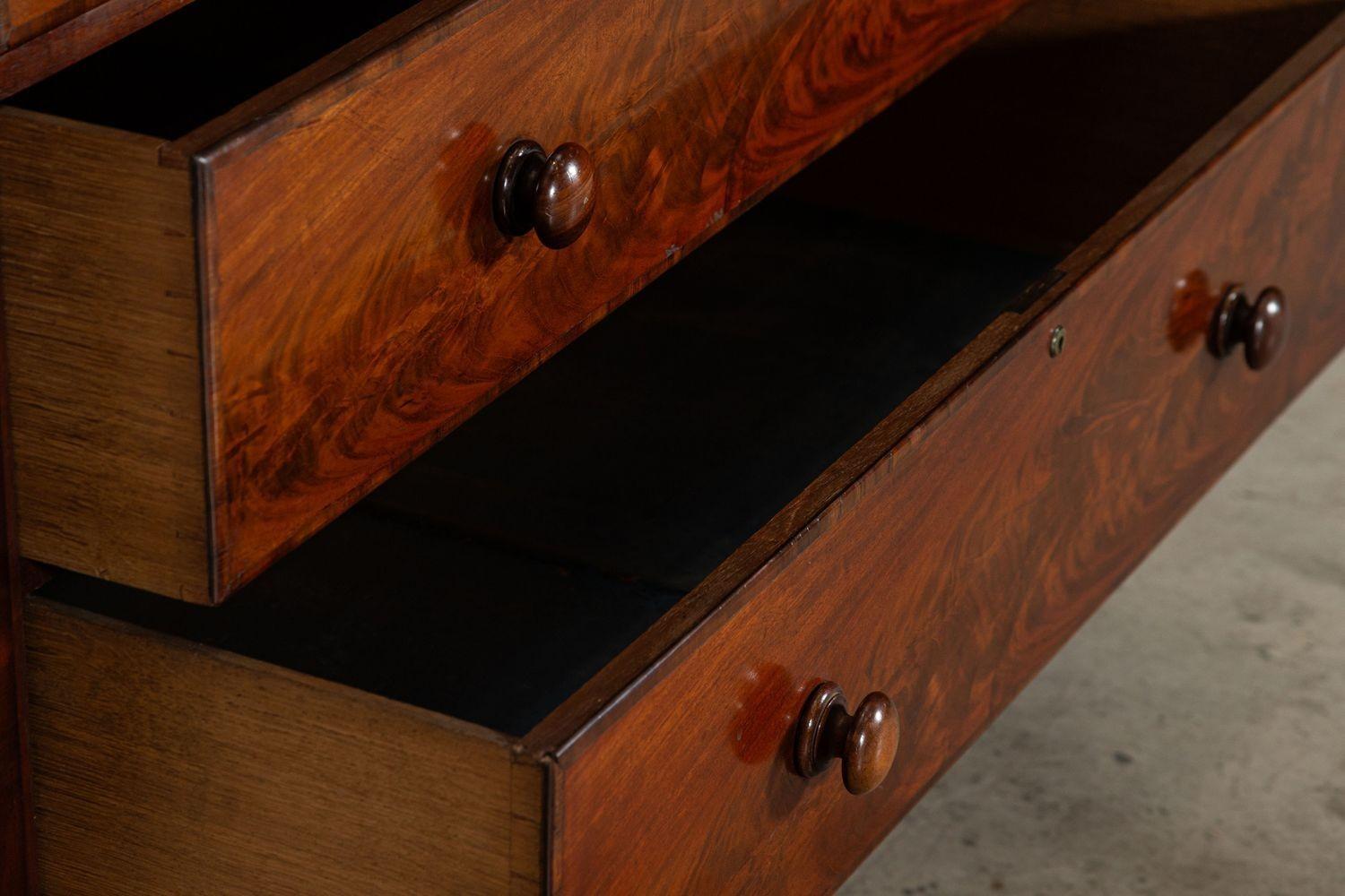 Large English Regency Mahogany Linen Press For Sale 7