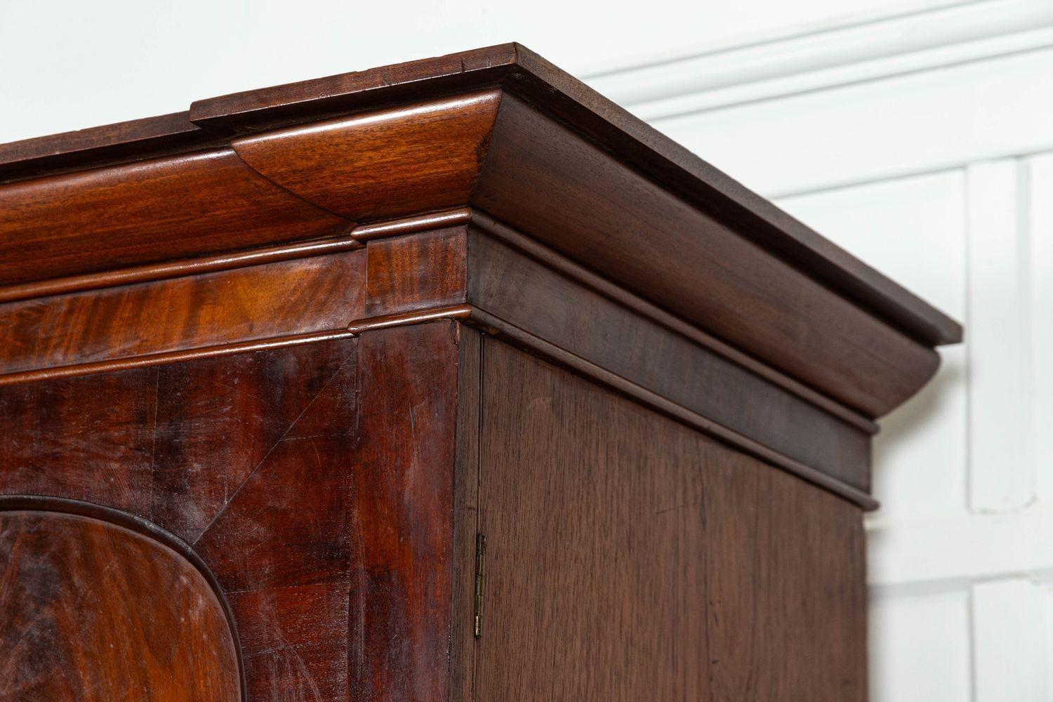 Large English Regency Mahogany Linen Press For Sale 9
