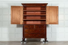 Large English Regency Mahogany Linen Press