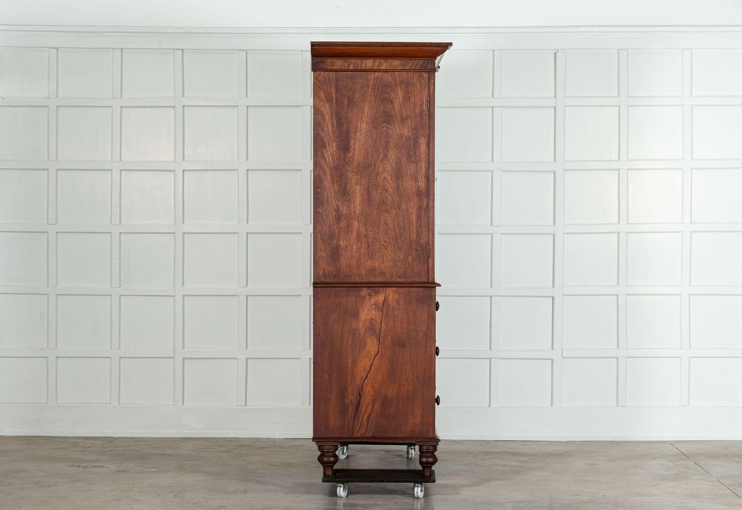 Large English Regency Mahogany Linen Press For Sale 5