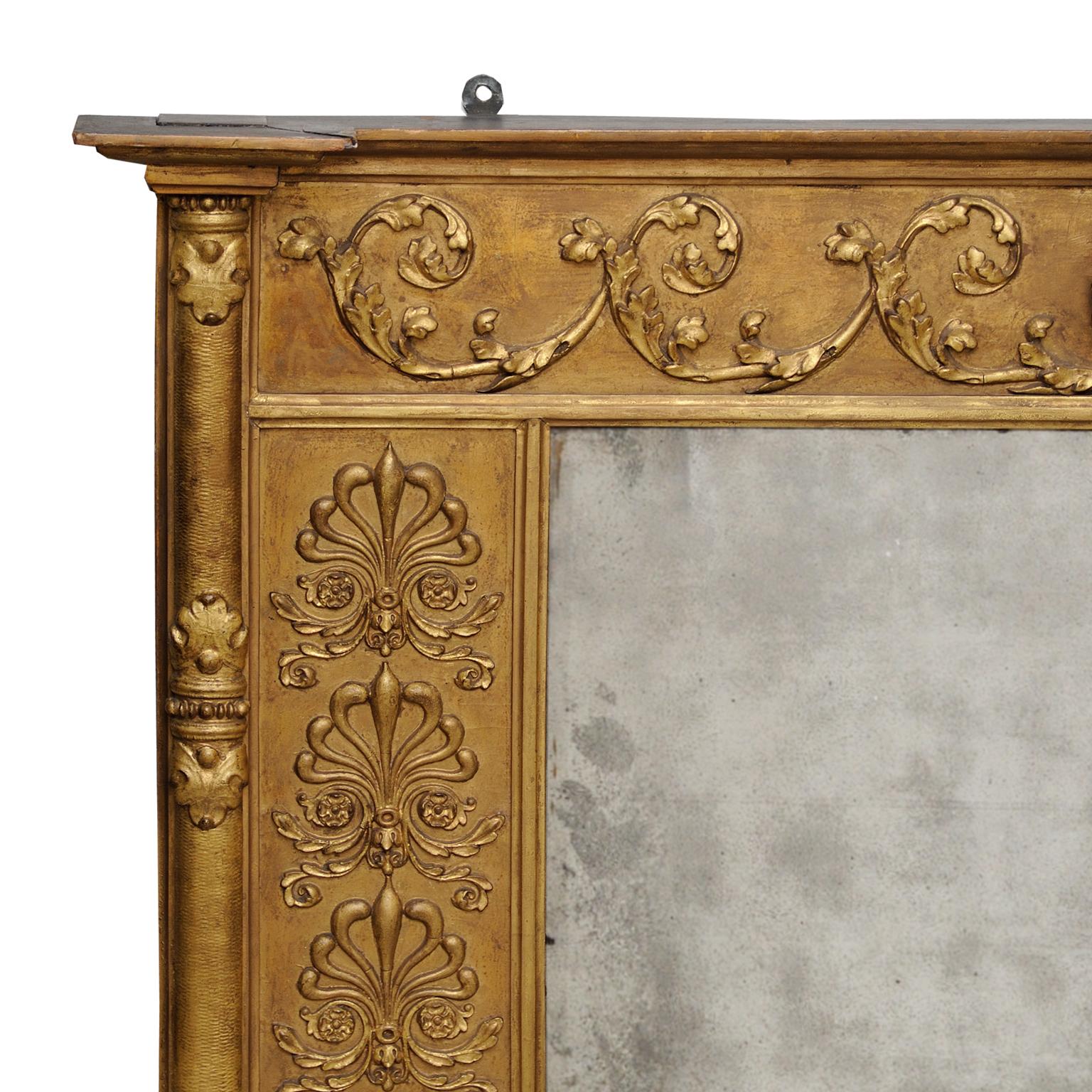 Gilt Large English Regency Overmantle Mirror, circa 1810 For Sale