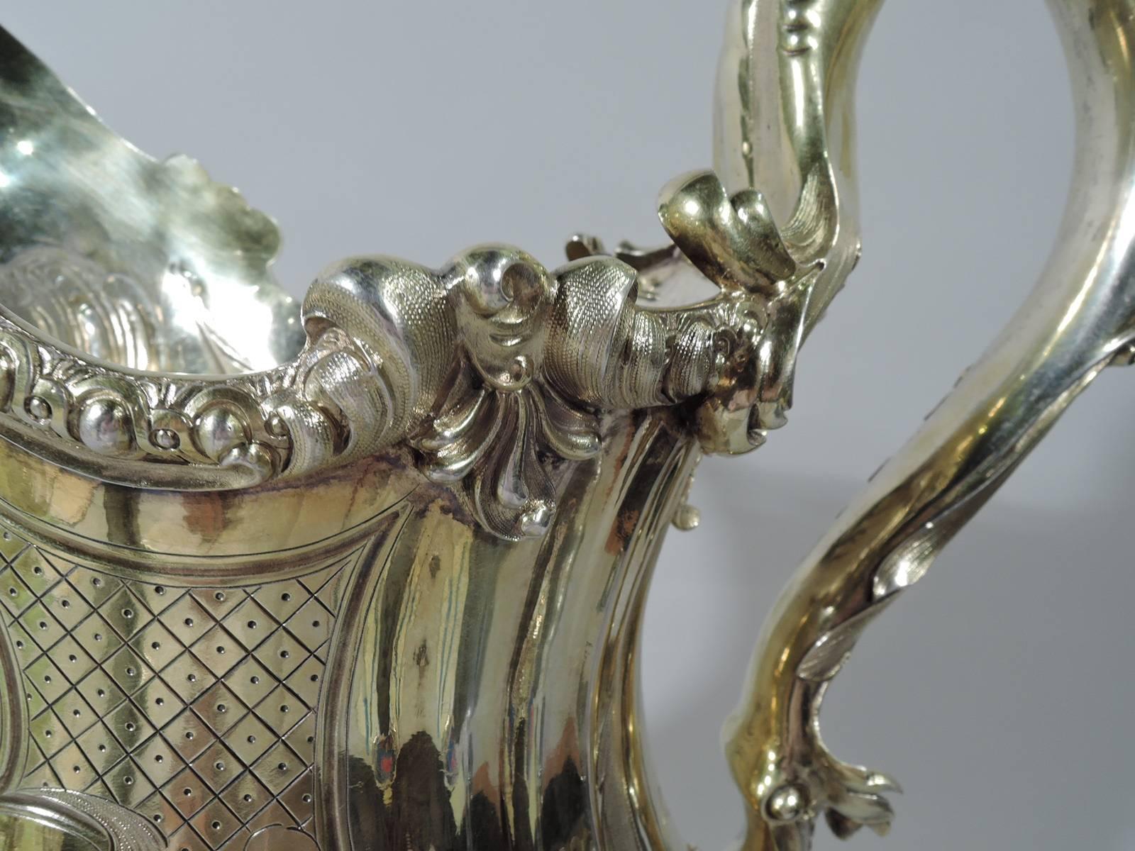 Large English Regency Silver Gilt Ewer with Racing Horses by Robert Garrard 1