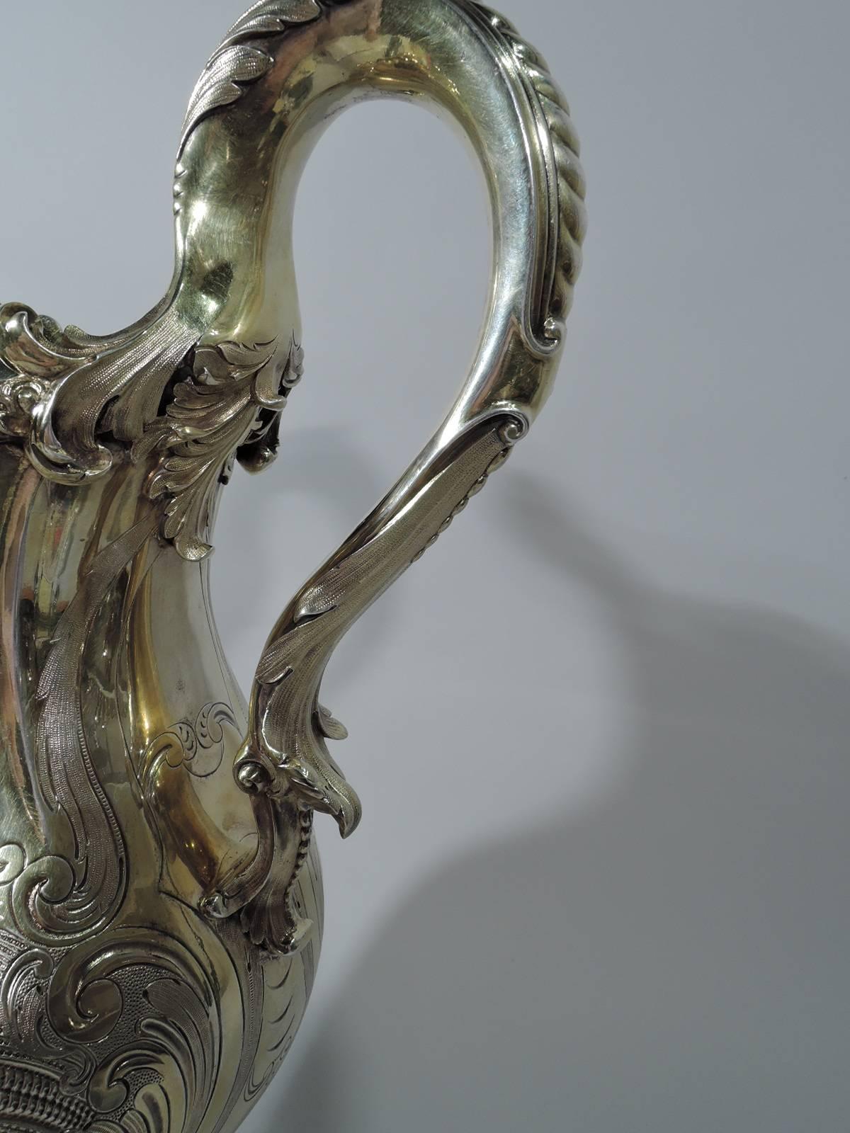 Large English Regency Silver Gilt Ewer with Racing Horses by Robert Garrard 3