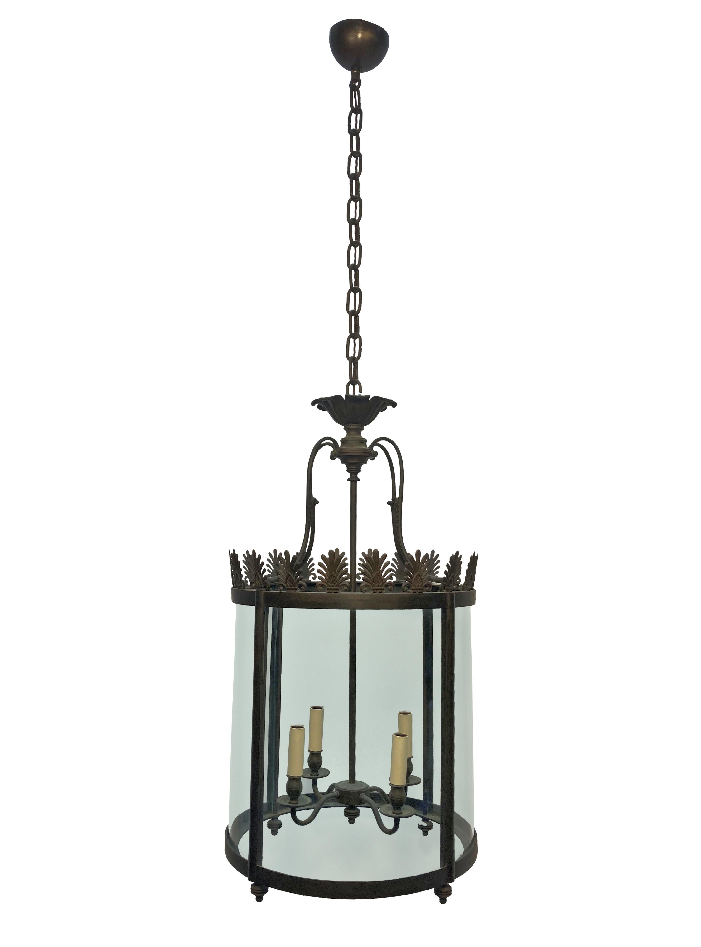 Anglais Grande lanterne tambour en bronze de style Régence anglaise en vente