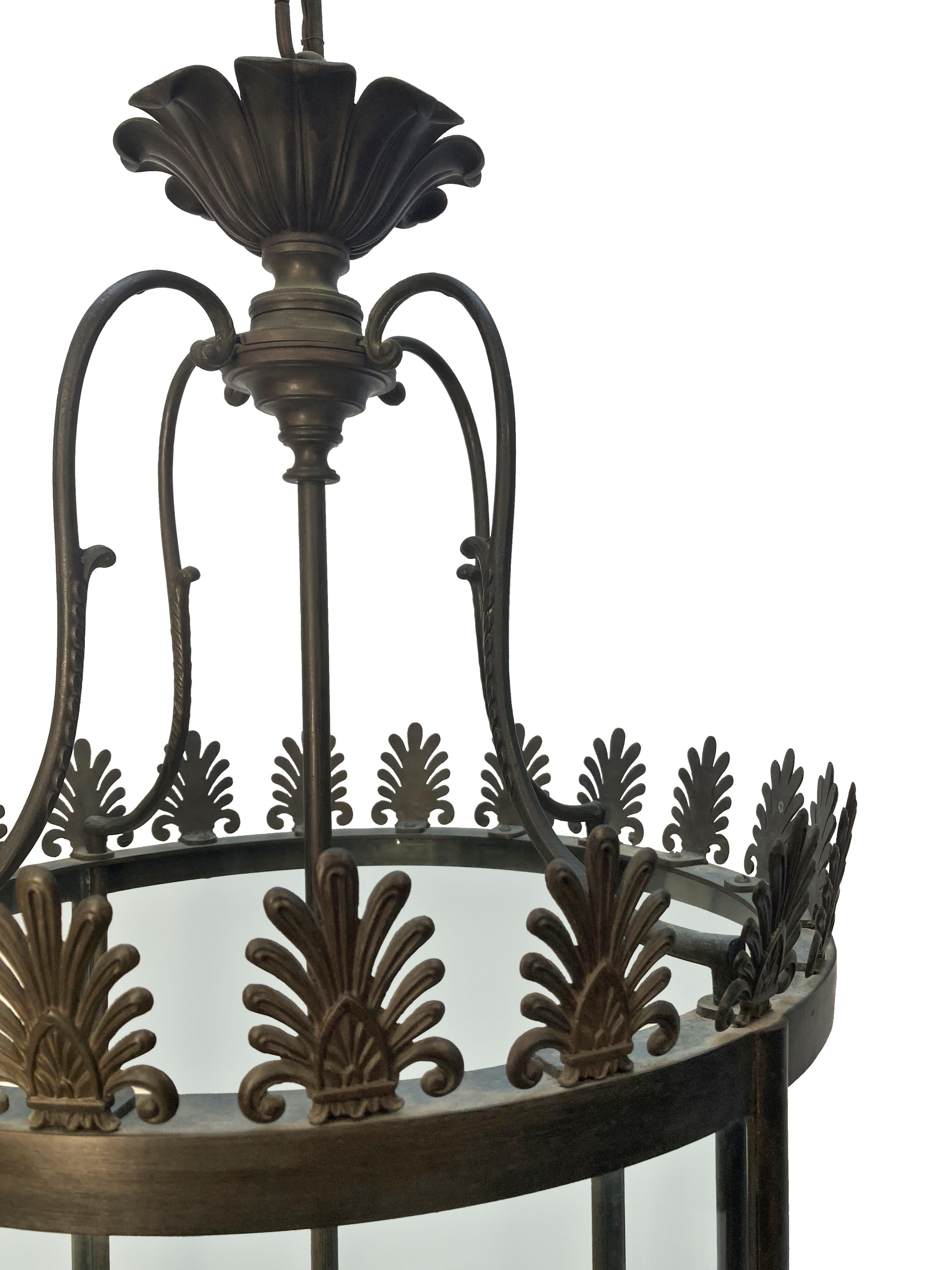 Grande lanterne tambour en bronze de style Régence anglaise Bon état - En vente à Kent, Dover