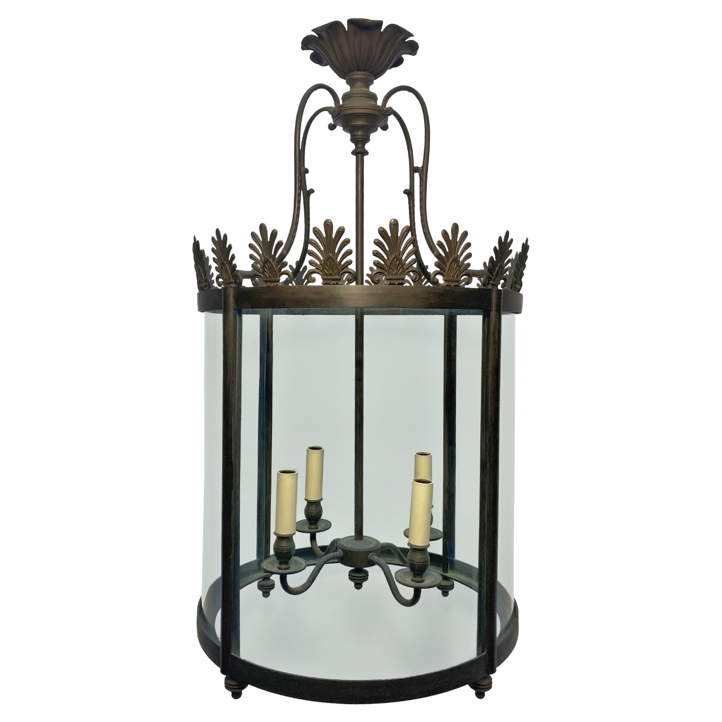Grande lanterne tambour en bronze de style Régence anglaise en vente