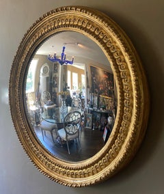 Large English Regency Style Gilded Convex Mirror