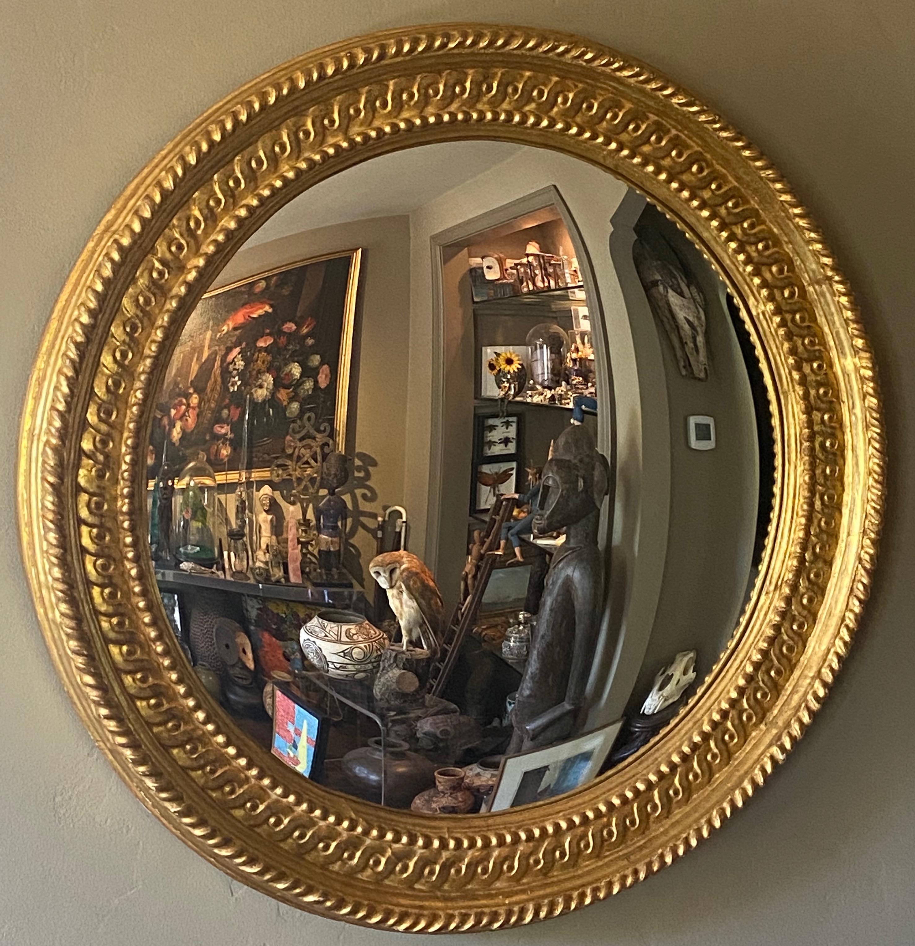 American Large English Regency Style Gilded Convex Mirror