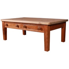 Antique Large English Scrubbed Pine Coffee Table