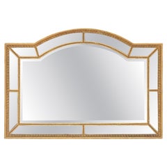 Large English Sectional Overmantel Mirror with Gilt Frame and Beveled Glass
