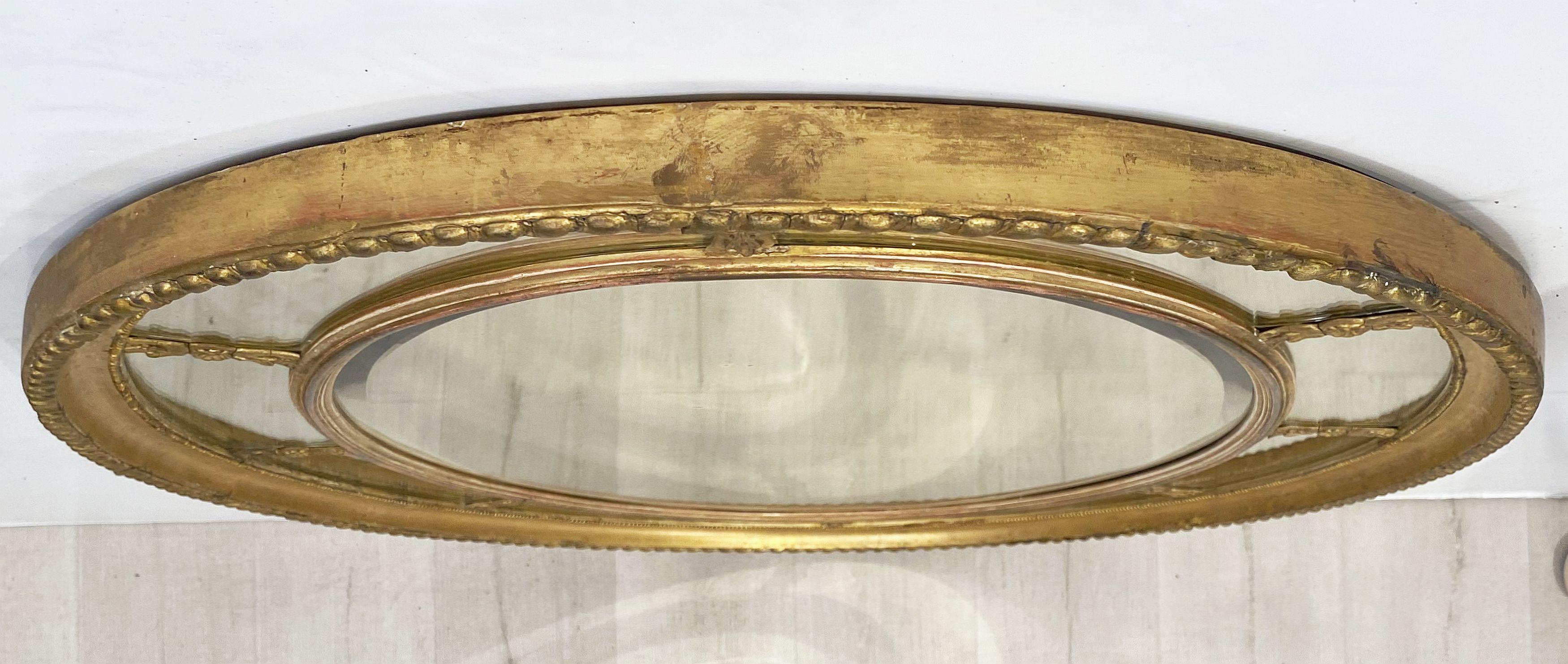 Large English Segmented Gilt Oval Wall Mirror (H 44 3/4 x W 32 1/4) 8