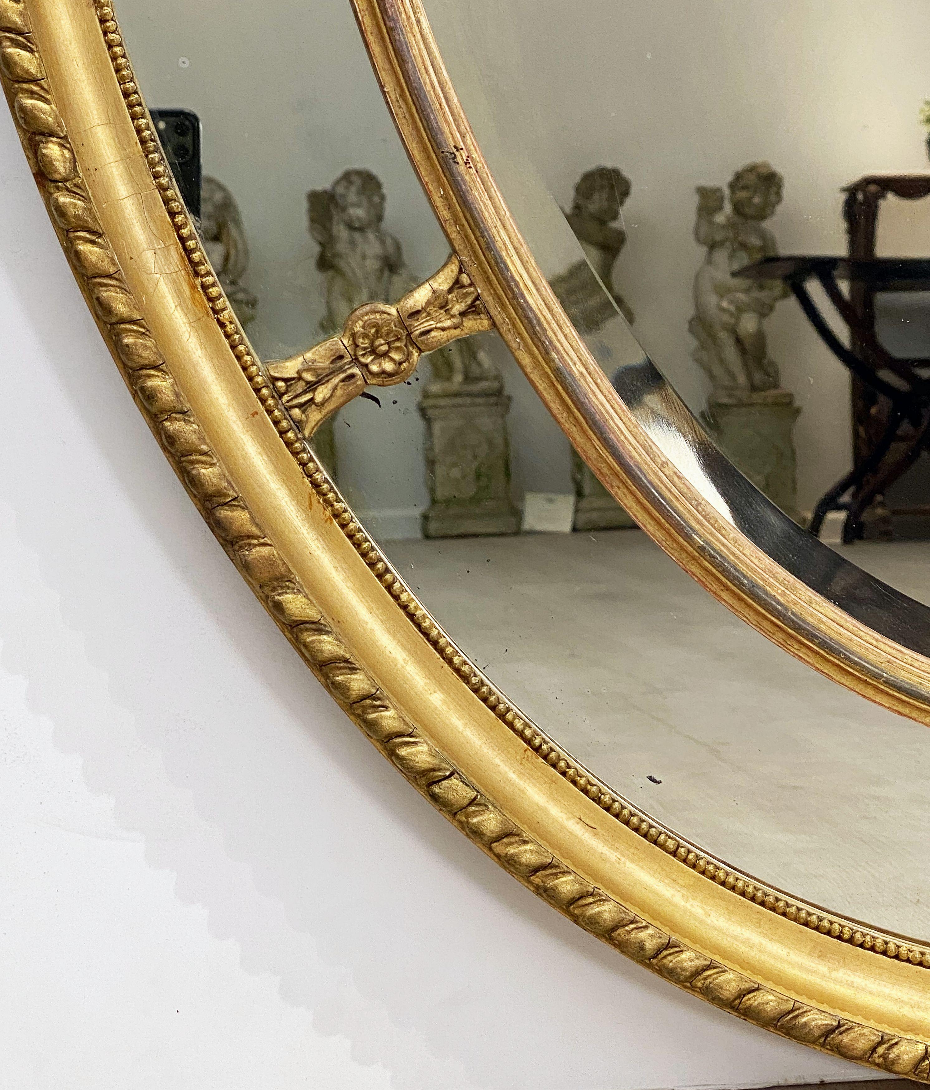 Glass Large English Segmented Gilt Oval Wall Mirror (H 44 3/4 x W 32 1/4)