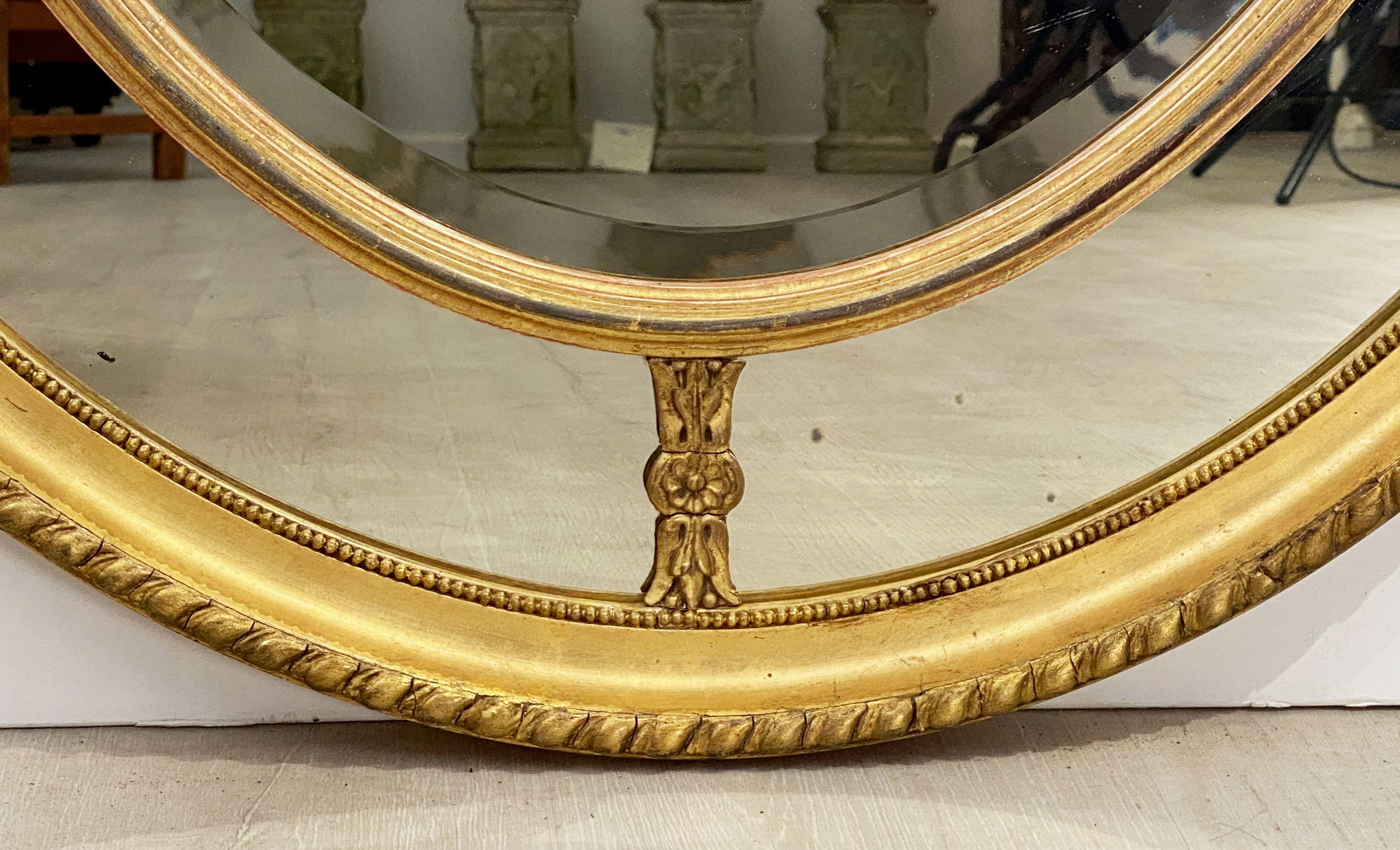 Large English Segmented Gilt Oval Wall Mirror (H 44 3/4 x W 32 1/4) 1