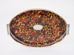 Large English Sheffield High Bordered Laminated Interior Barware Serving Tray