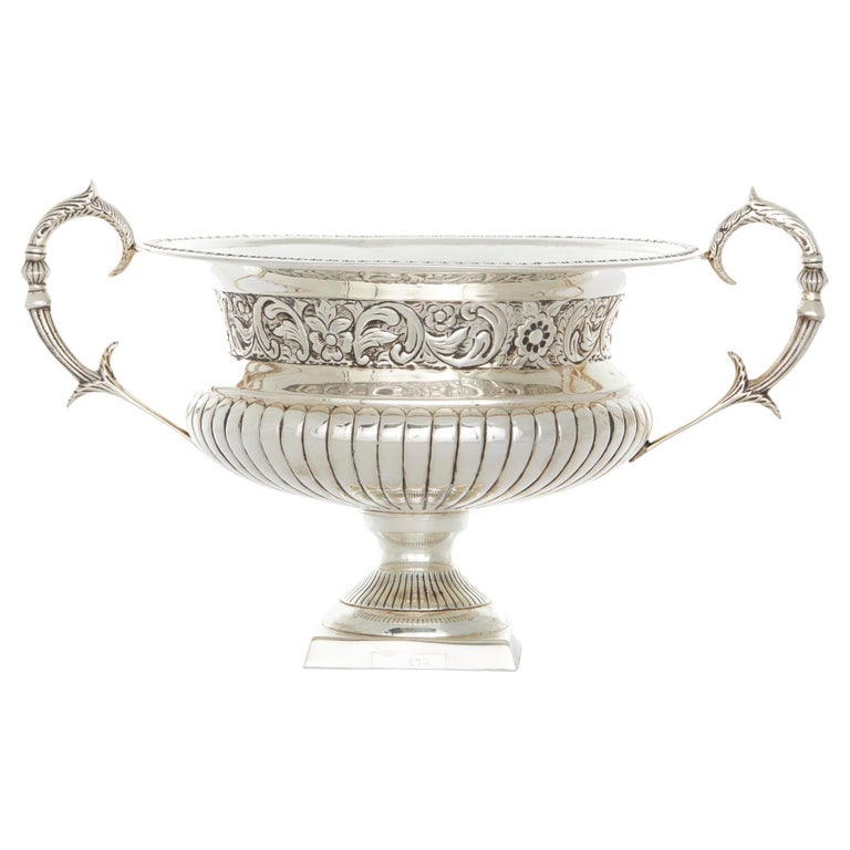 Large English Sheffield Plate Barware Cooler / Centerpiece For Sale at