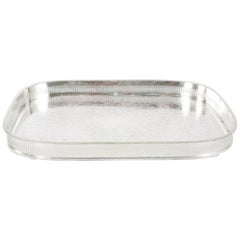 Large English Sheffield Plated Footed Barware Gallery Tray