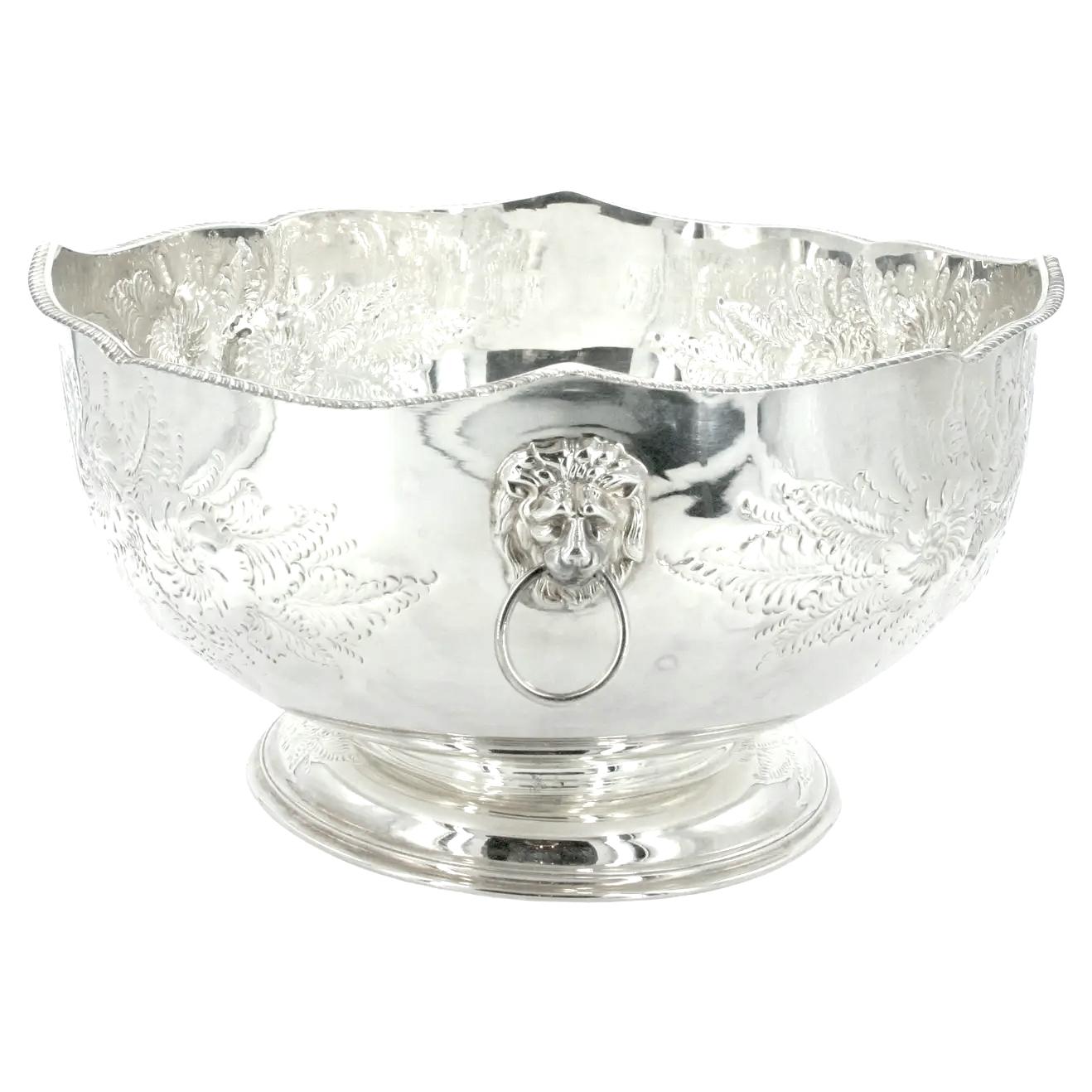 Large English Sheffield Punch Bowl / Cooler 8