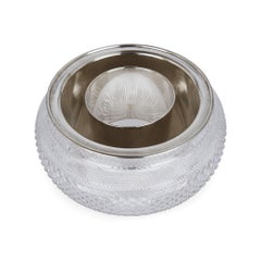 Large English Silver and Crystal Caviar Dish by Martin Hall & Co