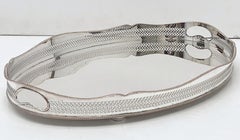 Large English Silver Oval Gallery Serving or Drinks Tray