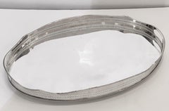 Large English Silver Oval Gallery Serving or Drinks Tray