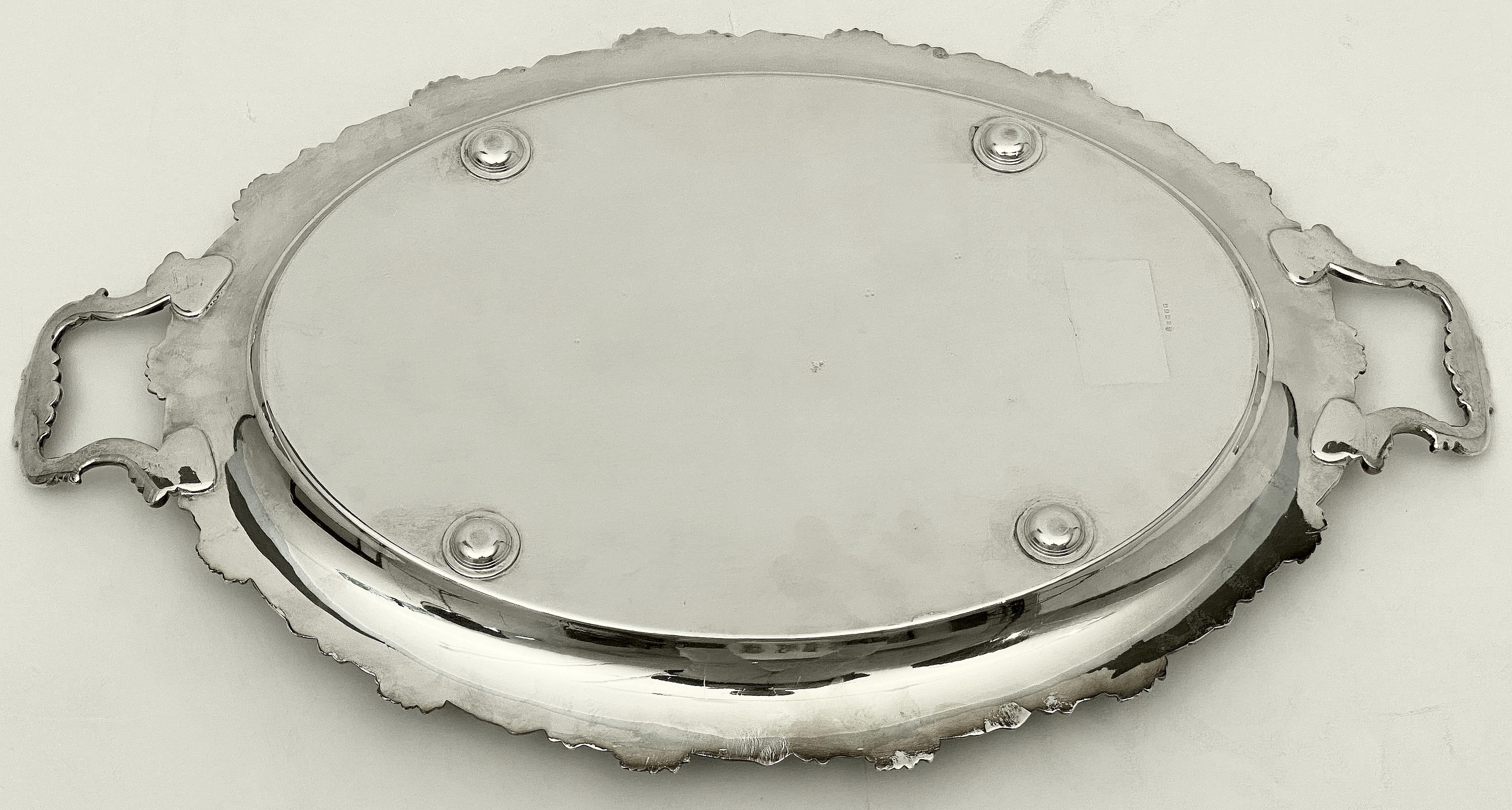 Large English Silver Oval Serving or Drinks Tray 15