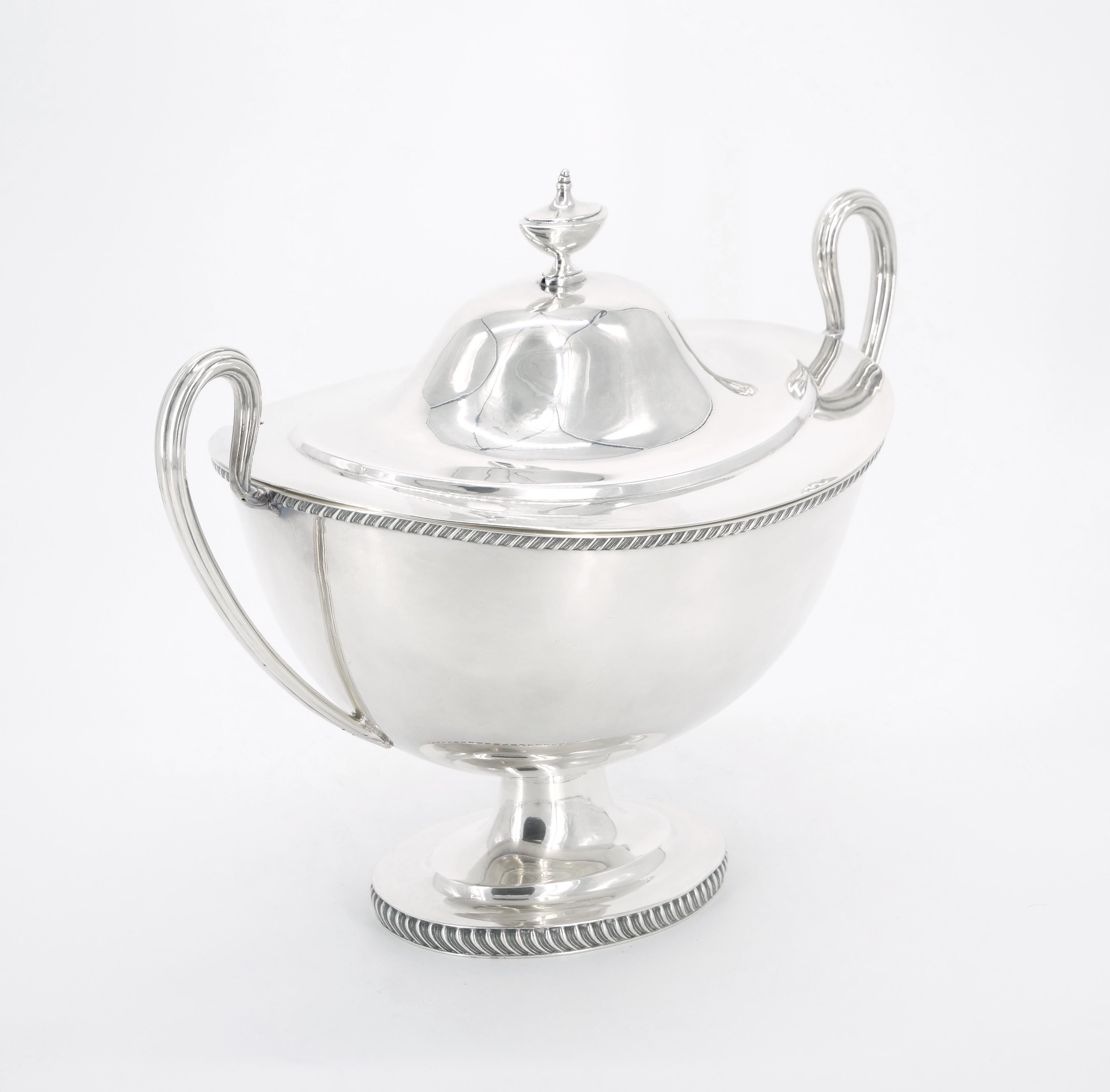 Georgian Large English Silver Plate Tableware Covered Tureen For Sale