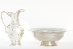 Grand bassin / pichet de centre de table en métal argenté anglais