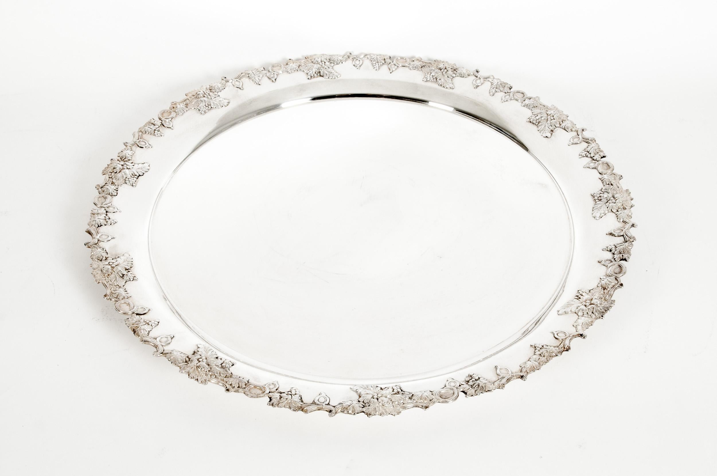 Silver Plate Large English Plated Circular Barware / Tableware Tray