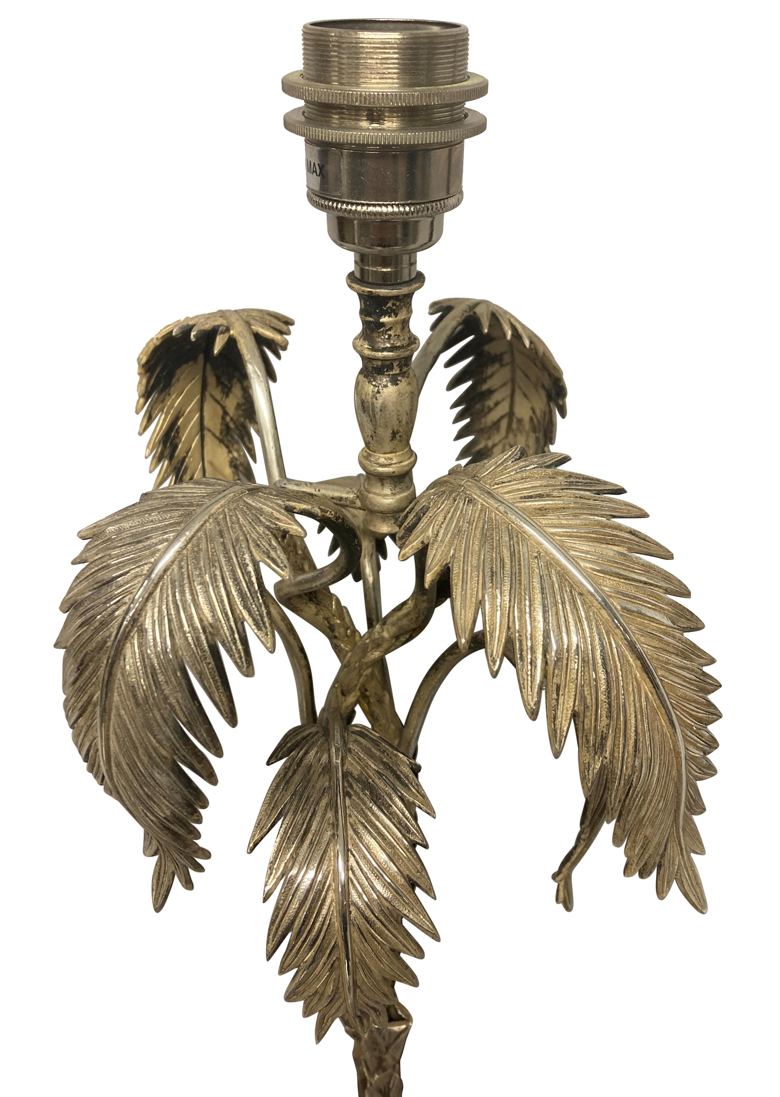 Silvered Large English Silver Plated Palm Tree Lamp For Sale