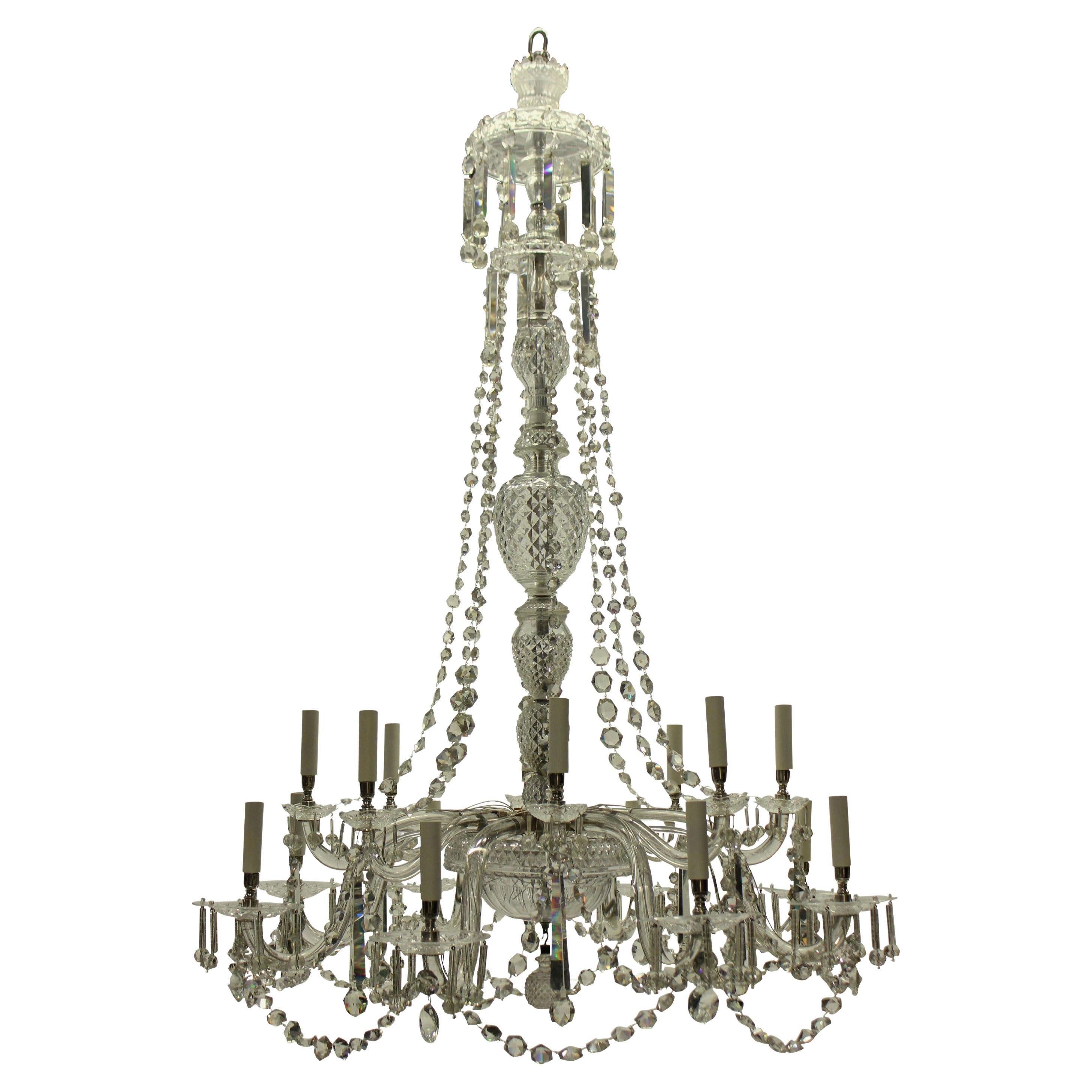 Large English Sixteen Arm Cut Glass, How To Lower Chandelier