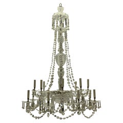 Large English Sixteen Arm Cut Glass Chandelier of Fine Quality