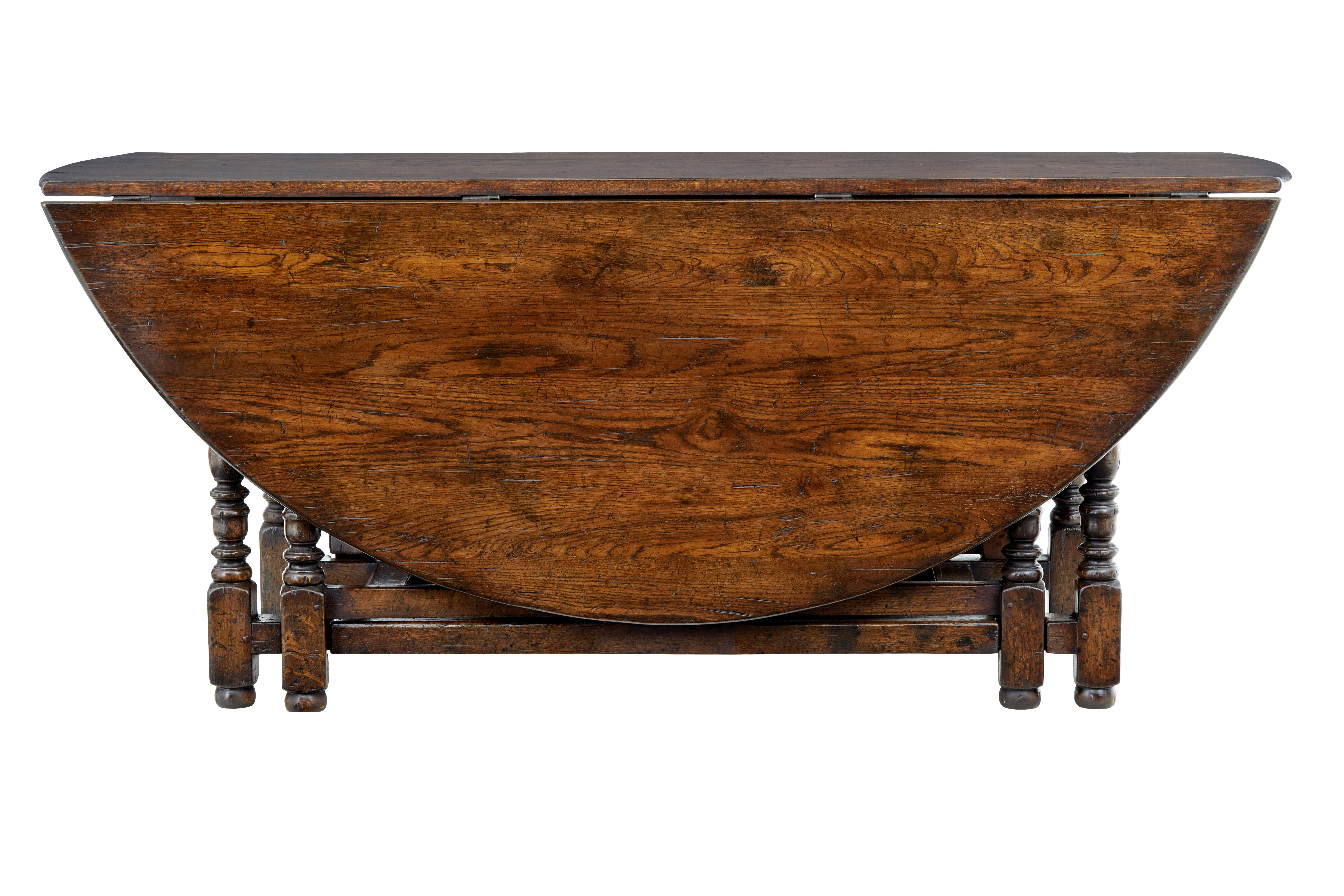 Large English Solid Oak Gateleg Dining Table at 1stDibs