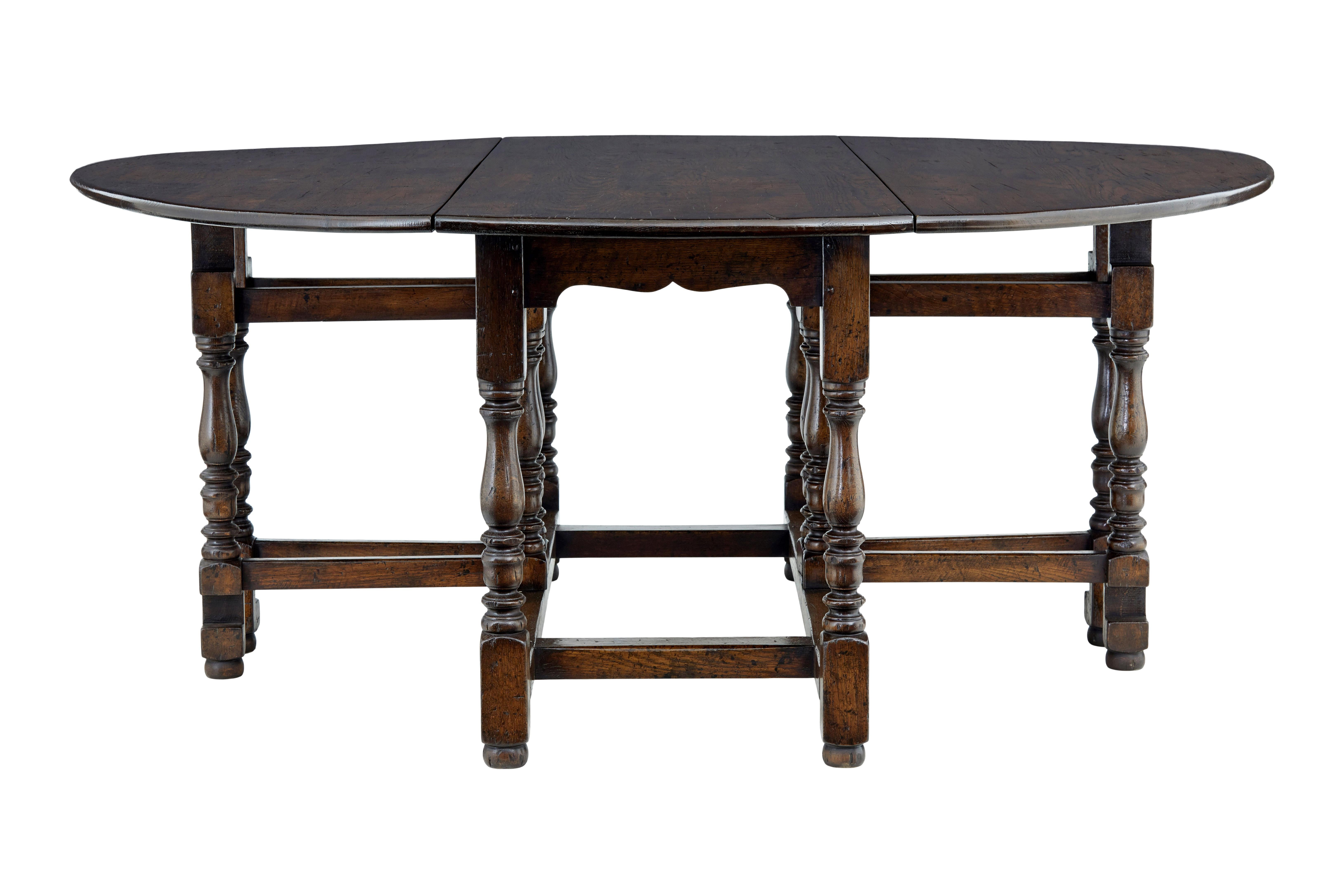 Large English Solid Oak Gateleg Dining Table at 1stDibs