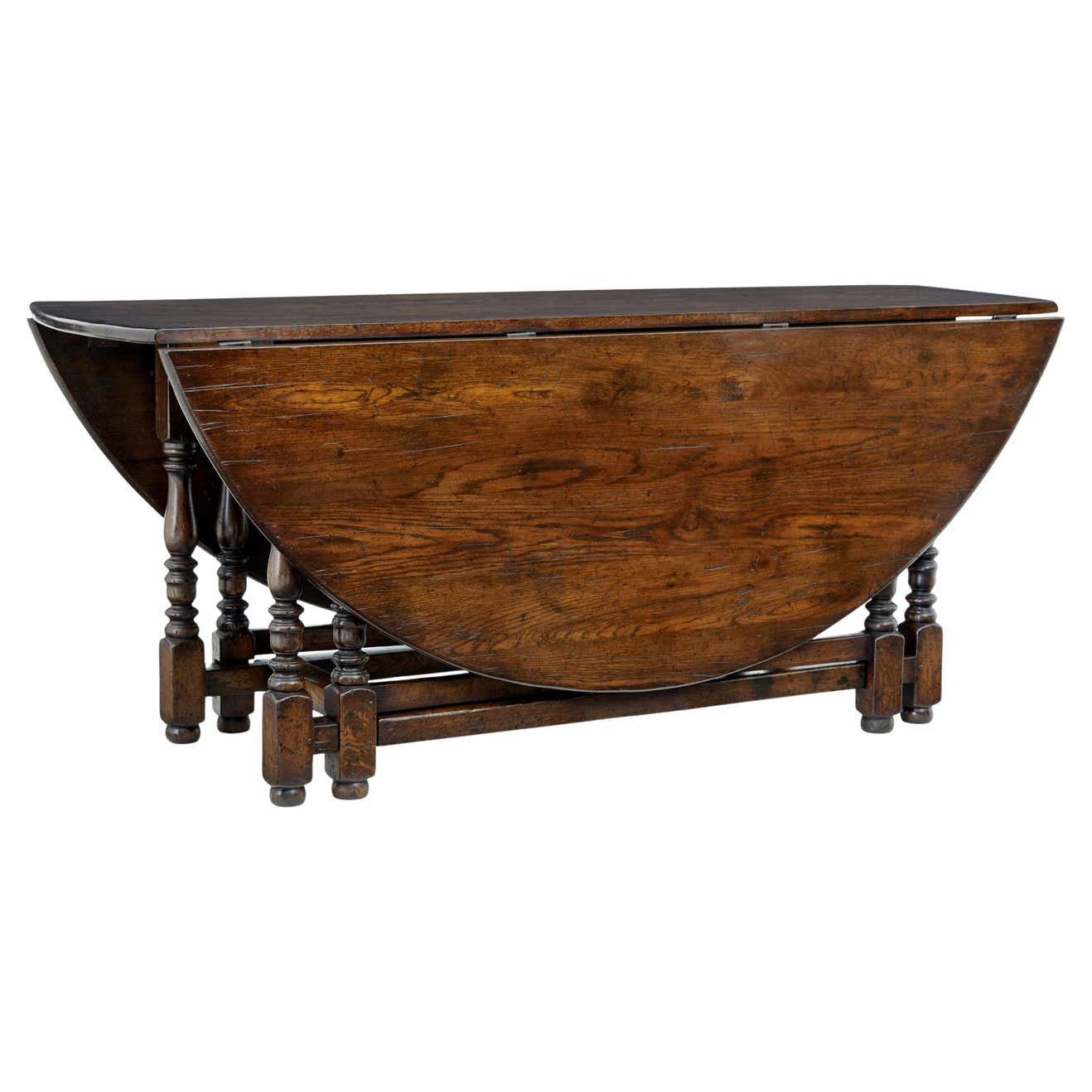 Large English Solid Oak Gateleg Dining Table at 1stDibs