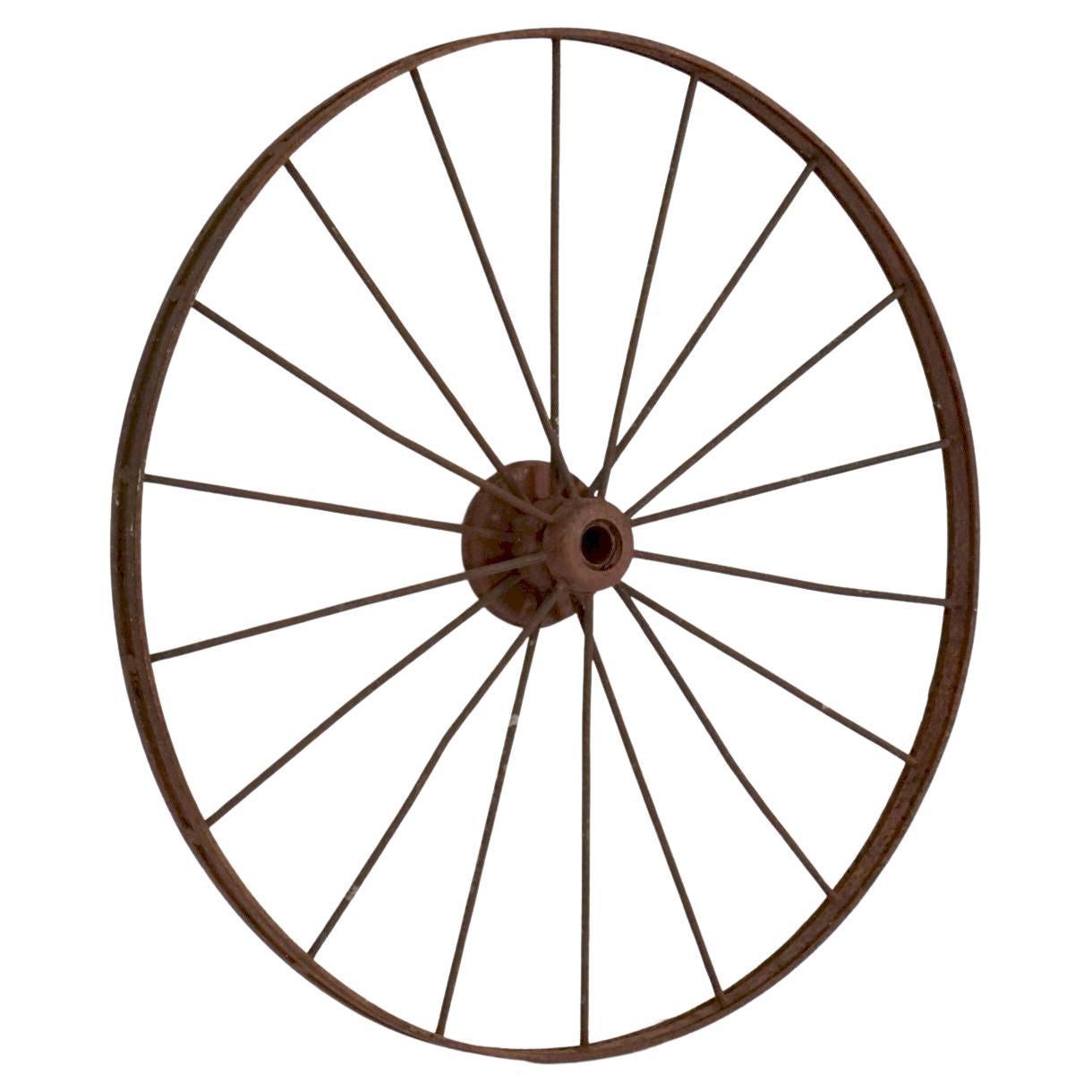 Large English Spoked Cart or Wagon Wheel of Iron from the 19th Century (Dia 54) For Sale