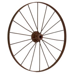 Antique Large English Spoked Cart or Wagon Wheel of Iron from the 19th Century (Dia 54)