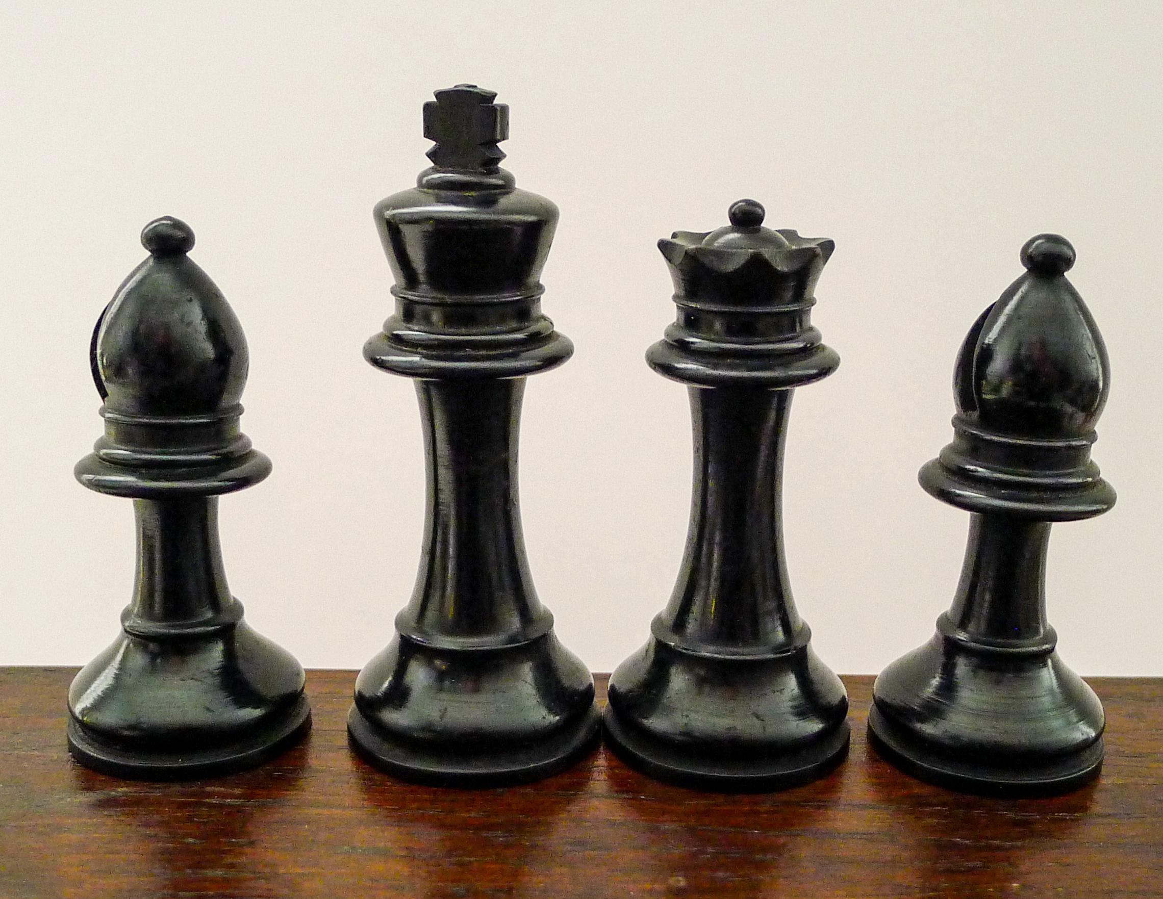 British Large English Staunton Style Boxwood Chess Set c.1900