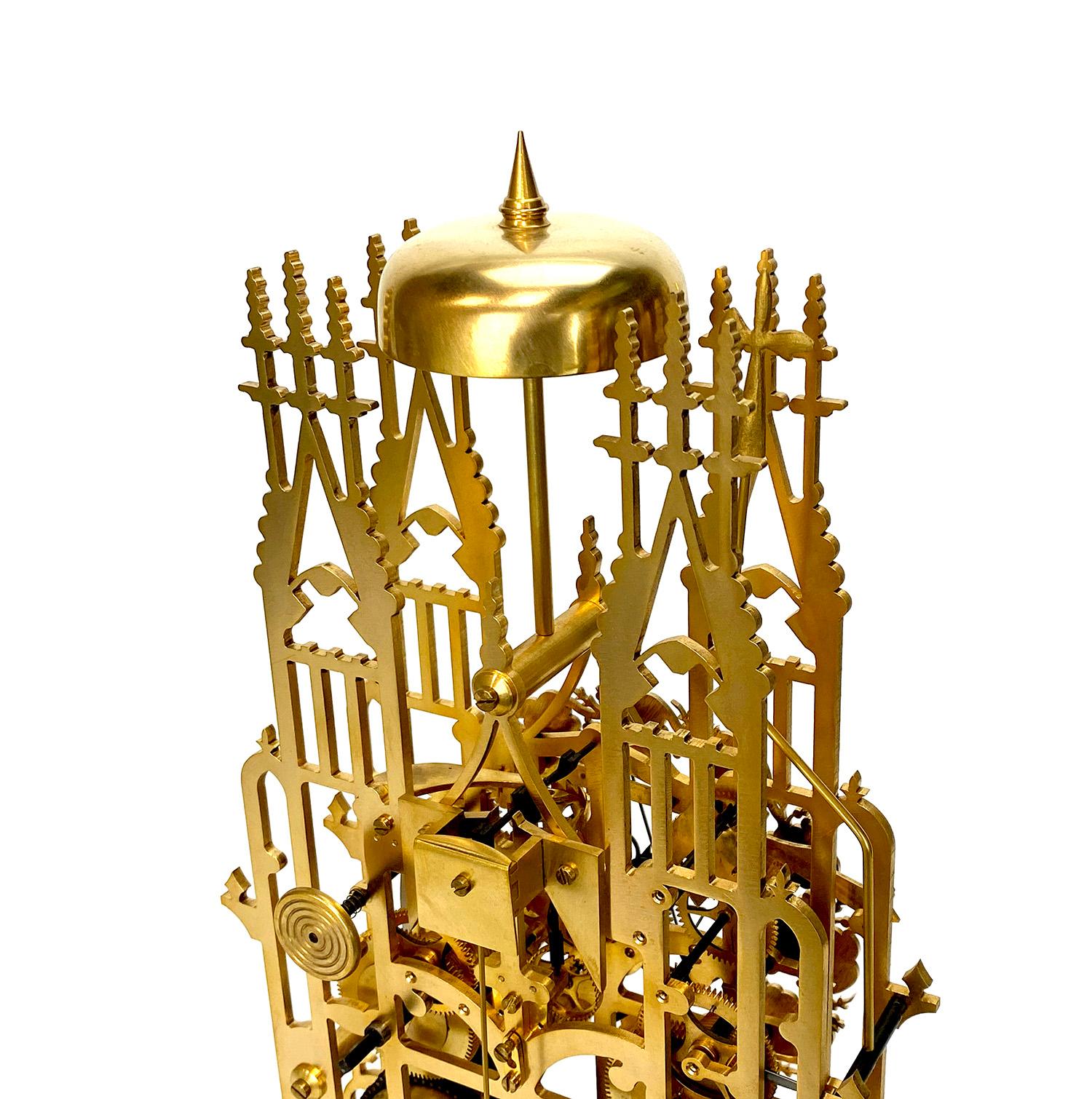 Large English Style Cathedral Crown Escapement Fusee Striking Skeleton Clock For Sale 1