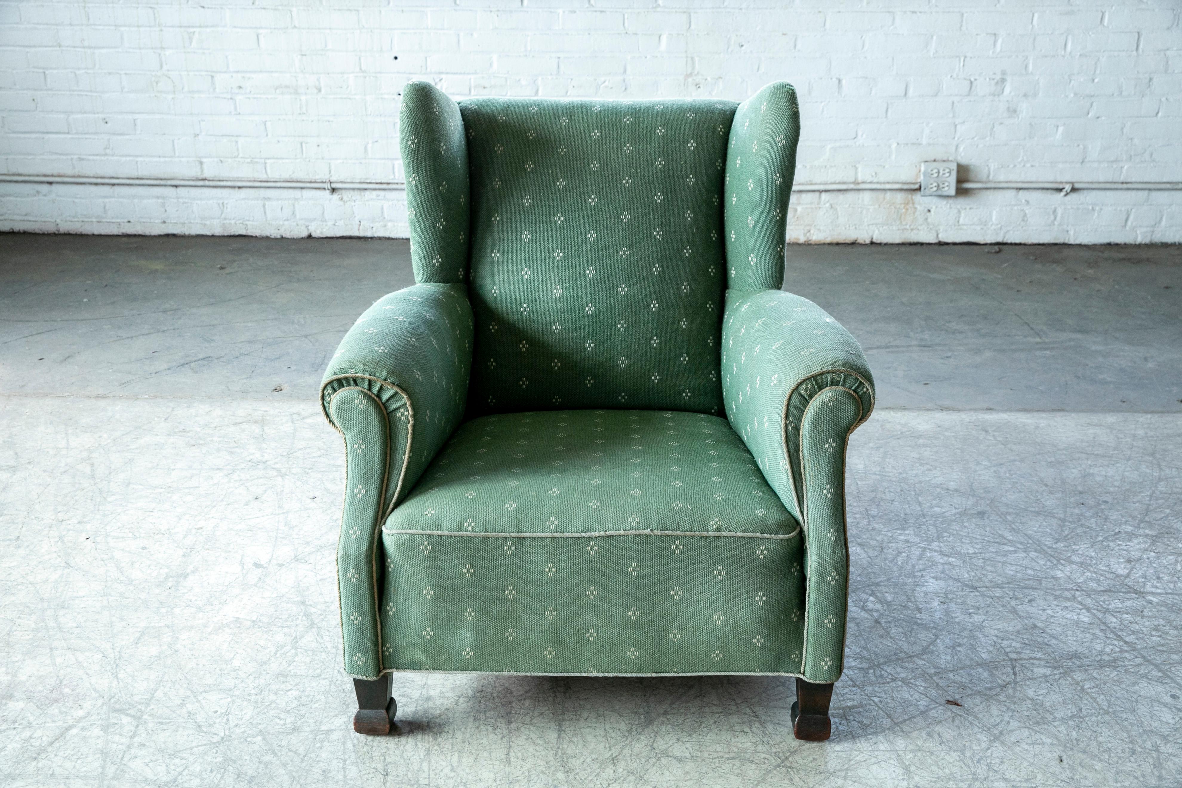 Mid-20th Century Large English-Style Over-Sized Club Chair, Denmark, 20th Century  For Sale