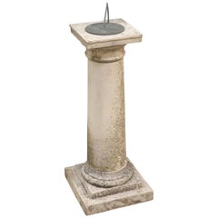 Large English Sundial of Composition Stone with Bronze Dial