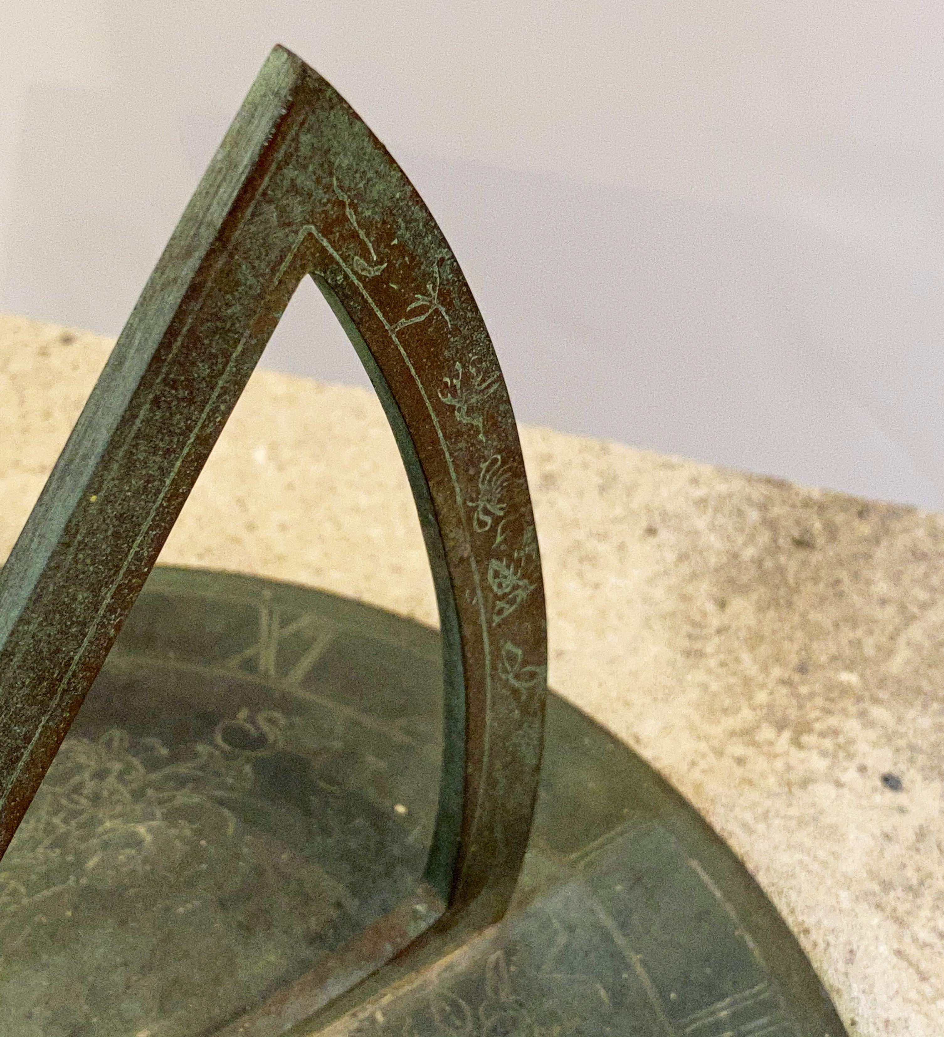 Large English Sundial of Composition Stone with Bronze Dial 8