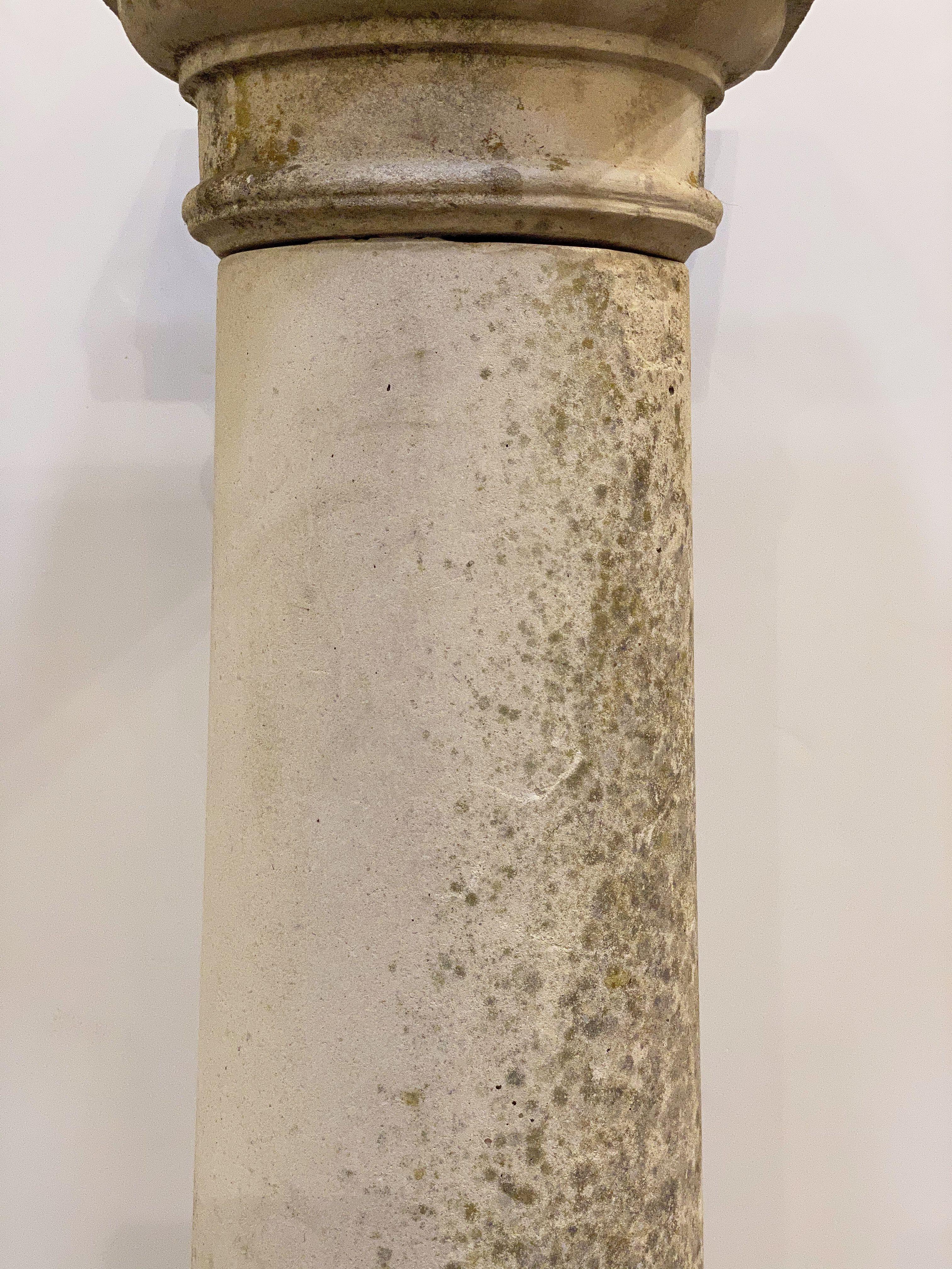 Large English Sundial of Composition Stone with Bronze Dial 10