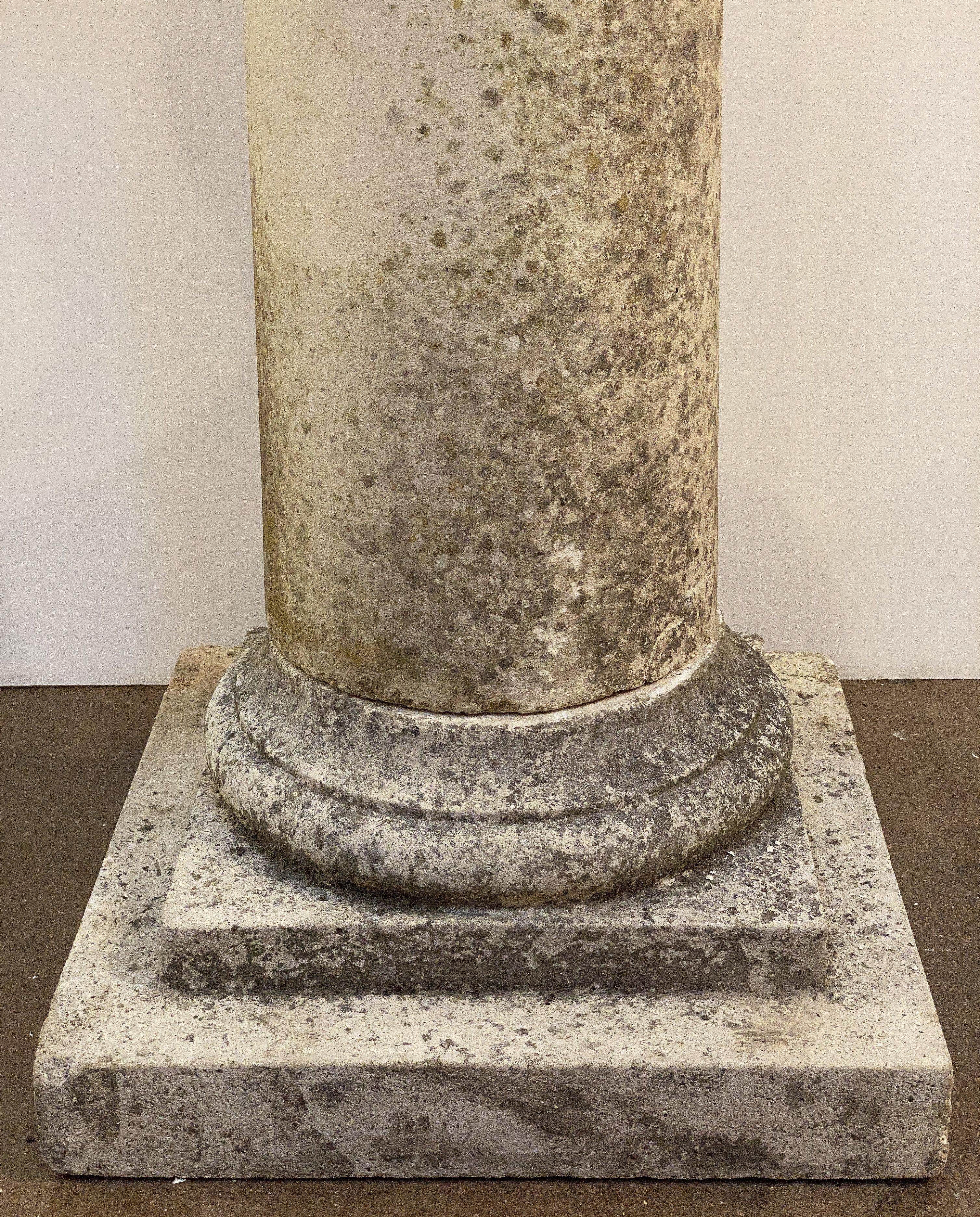 Large English Sundial of Composition Stone with Bronze Dial 12