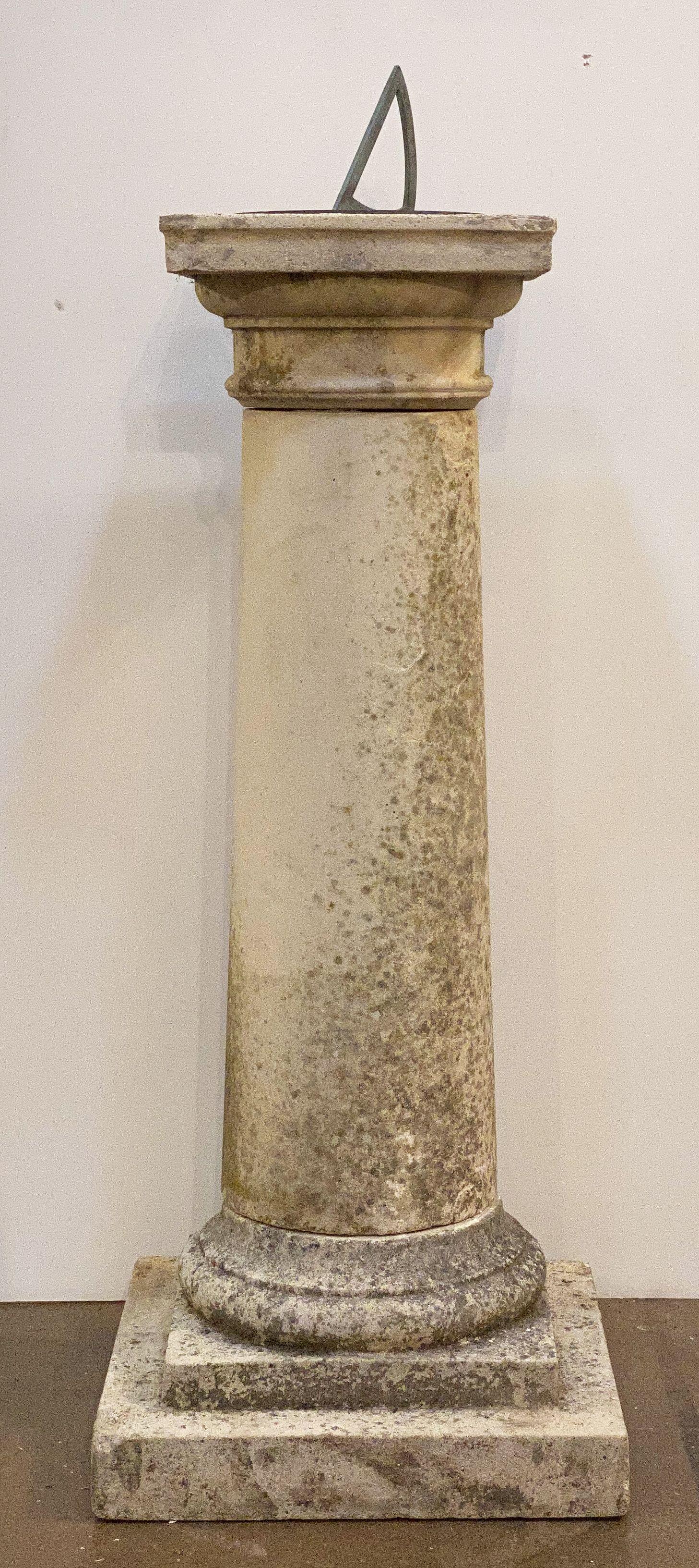 Large English Sundial of Composition Stone with Bronze Dial 1