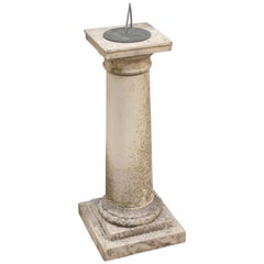  Large English Sundial of Composition Stone with Bronze Dial