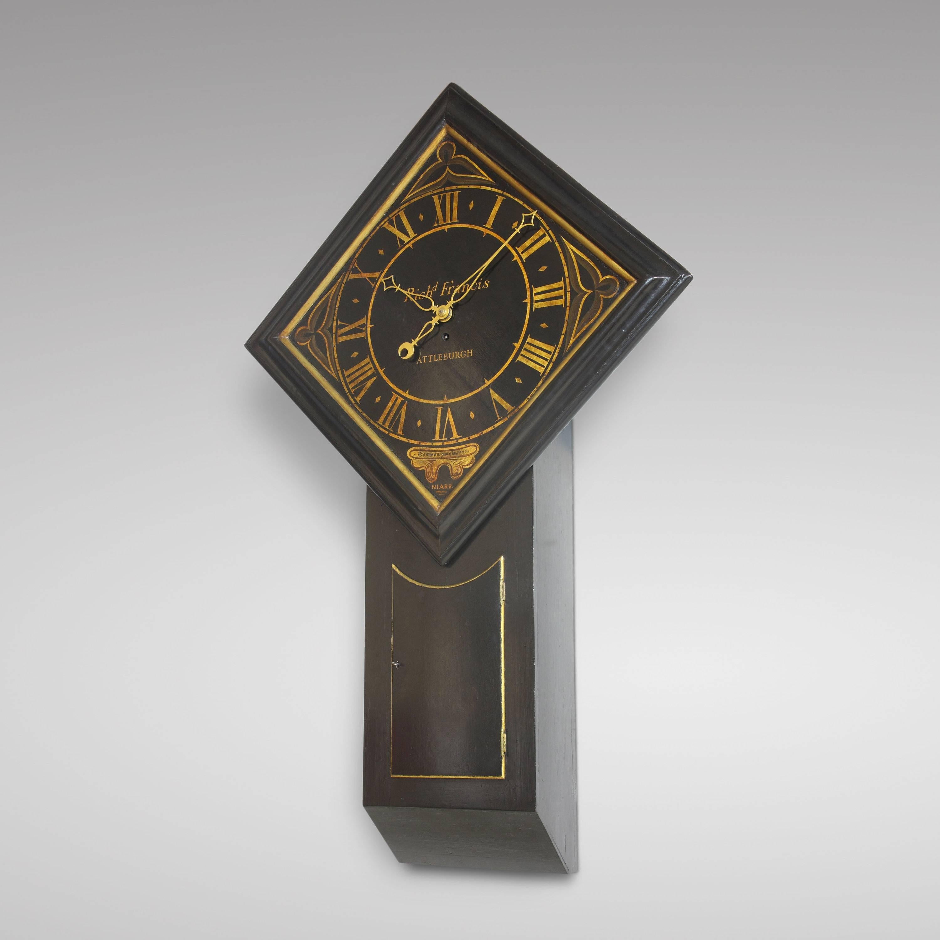 diamond shape wall clock
